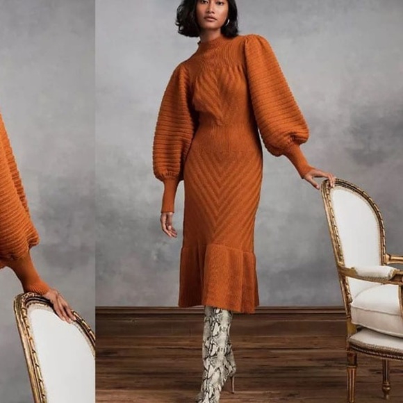ANTHROPOLOGIE x HAPPY NATURE KNIT LONG SWEATER DRESS XS - Picture 1 of 15